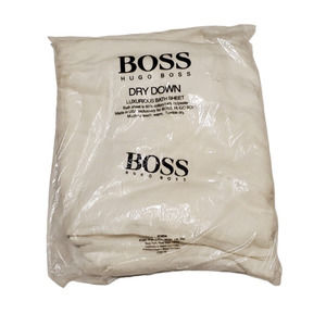Vtg Boss Hugo Boss Bath Sheet Towel Dry Down White Embroidered Luxury USA NEW